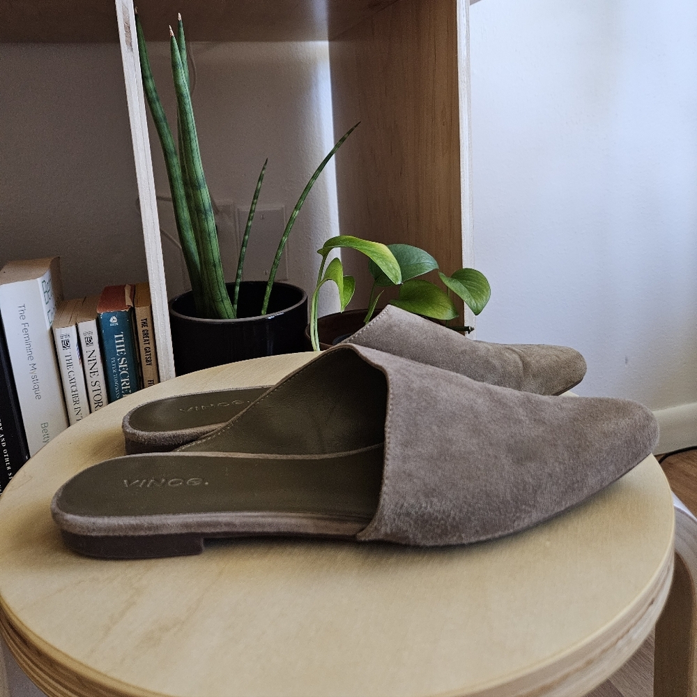 vince gena suede leather nubuck cottage boho slipper flat indie urban slide mule - Picture 4 of 7